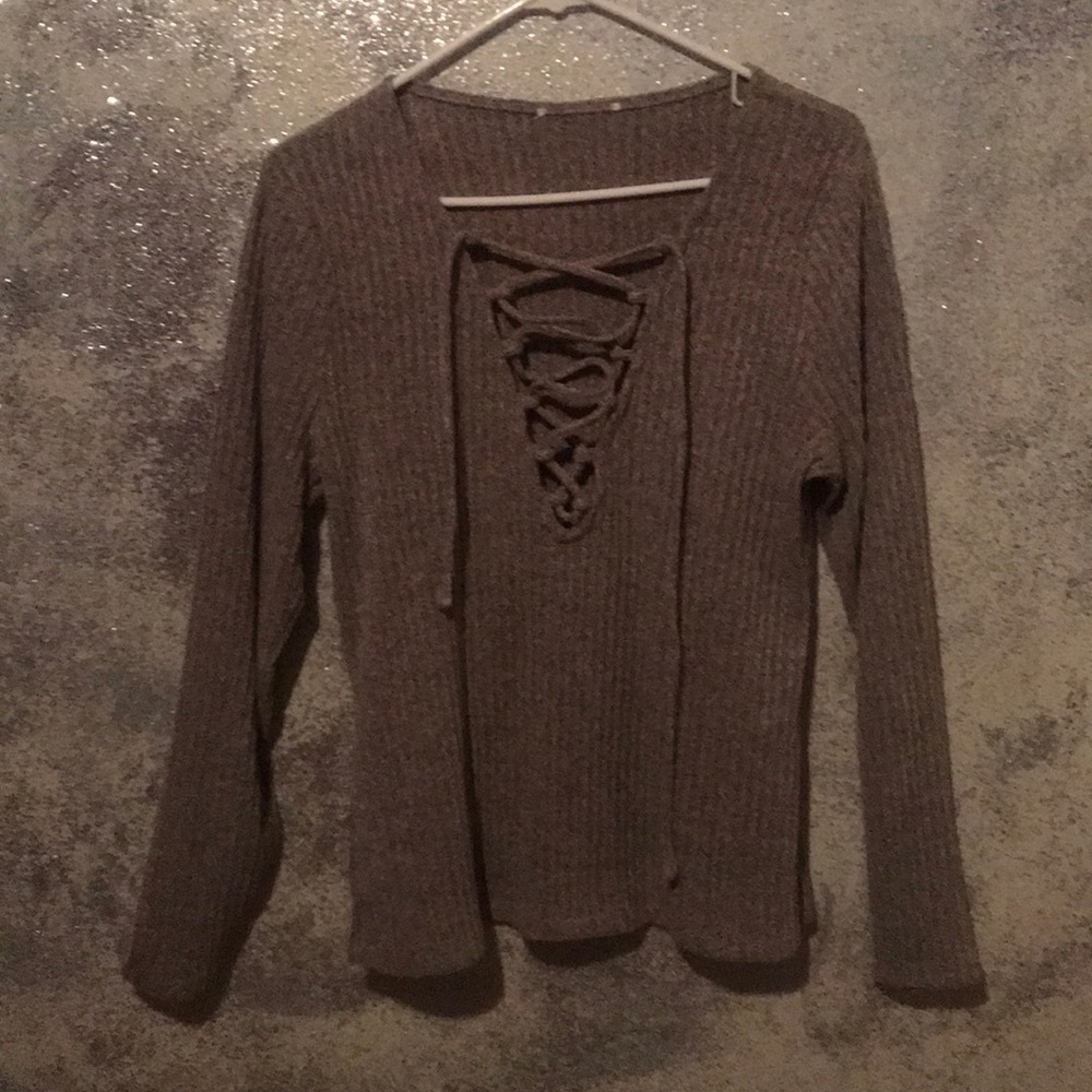 Lace up sweater